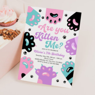 Invitación de cumpleaños de Kitty Cat Retro