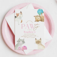 Invitación de cumpleaños de Kitty Paw-ty
