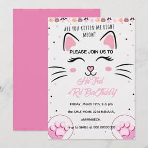 Invitación de cumpleaños de Kitty y amigos, P impr