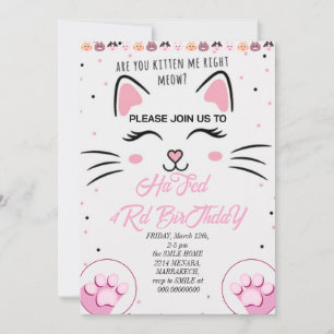 Invitación de cumpleaños de Kitty y amigos, P impr