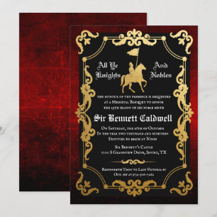 Invitación de cumpleaños de Knight Jousting mediev
