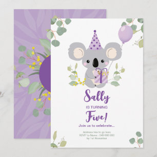 Invitación de cumpleaños de Koala