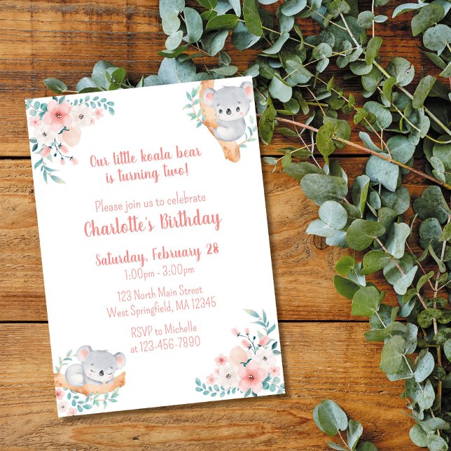 Invitación de cumpleaños de koala (Subido por el creador)