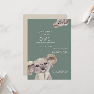 Invitación de cumpleaños de Koala adorable con tem