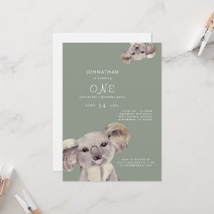 Invitación de Cumpleaños de Koala Oso Sage Lindo