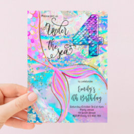 Invitación de cumpleaños de la 4ª sirena bajo el m