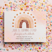 Invitación de cumpleaños de la acuarela de Boho