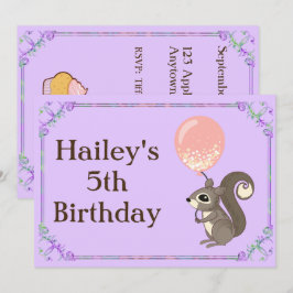 Invitación de cumpleaños de la ardilla Adorable