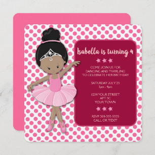 Invitación de cumpleaños de la bailarina afroameri