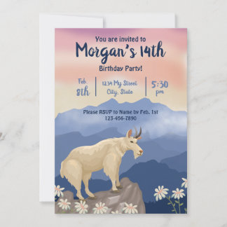 Invitación de cumpleaños de la cabra de montaña