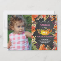 Invitación de cumpleaños de la Calabaza chica otoñ