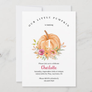 Invitación de cumpleaños de la calabaza pequeña