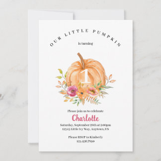 Invitación de cumpleaños de la calabaza pequeña
