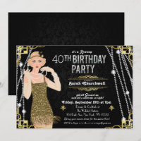 Invitación de cumpleaños de la chica Flapper de El