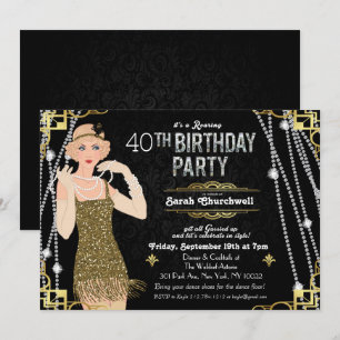 Invitación de cumpleaños de la chica Flapper de El