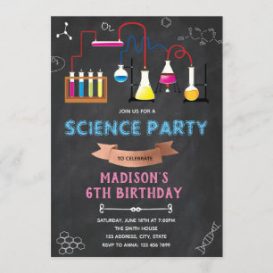 INVITACIÓN DE CUMPLEAÑOS DE LA CIENCIA DE MAD