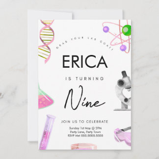 Invitación De Cumpleaños De La Ciencia Para Chicas