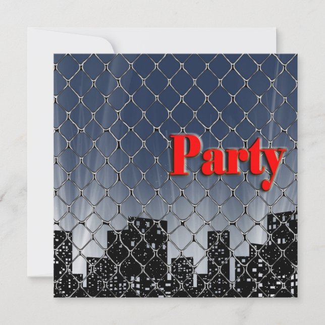 Invitación de cumpleaños de la ciudad grande (Anverso)