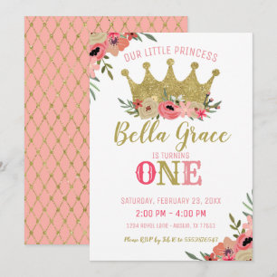 Invitación de cumpleaños de la corona de la prince