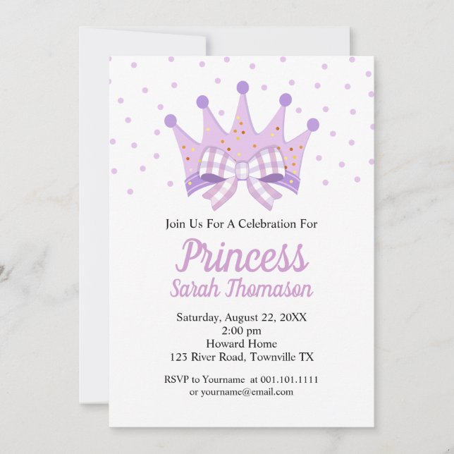 Invitación de cumpleaños de la corona de princesa  (Anverso)