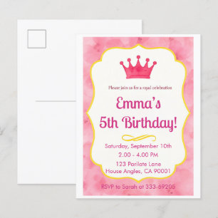 Invitación de cumpleaños de la corona rosa zazzl