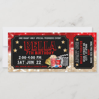Invitación de cumpleaños de la entrada de película