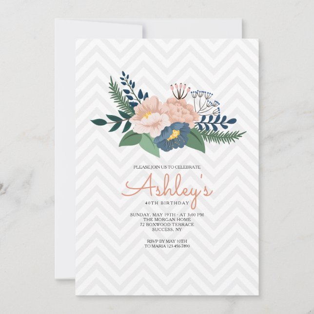 Invitación de cumpleaños de la Envidia Floral (Anverso)