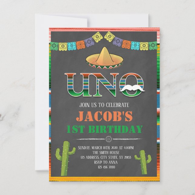 Invitación de cumpleaños de la fiesta de la UNO (Anverso)