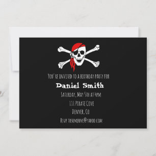 Invitación de cumpleaños de la fiesta pirata Hueso