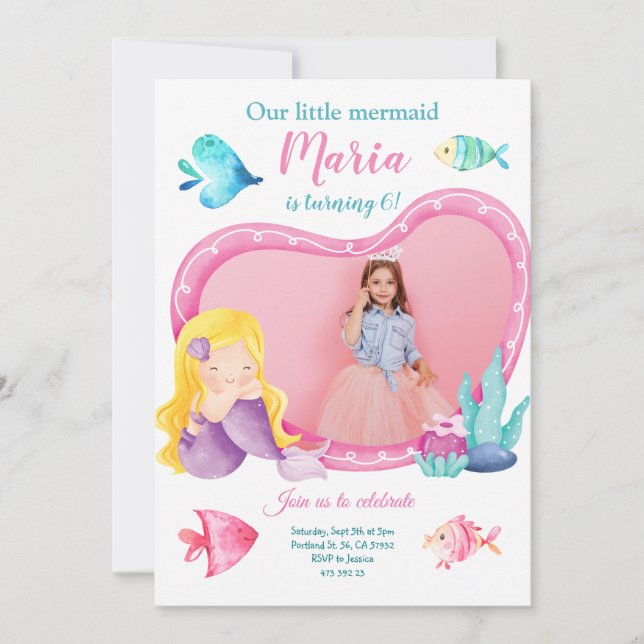 Invitación de cumpleaños de la foto de pescados de (Anverso)