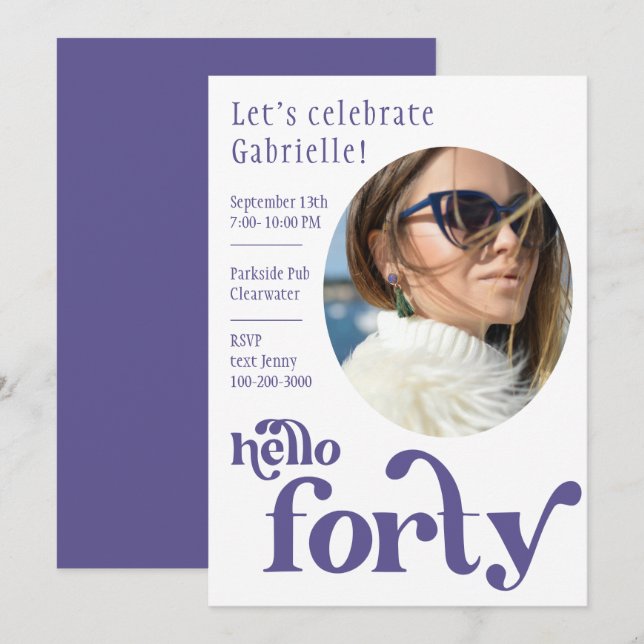 Invitación de cumpleaños de la foto para ella | Cu (Anverso / Reverso)