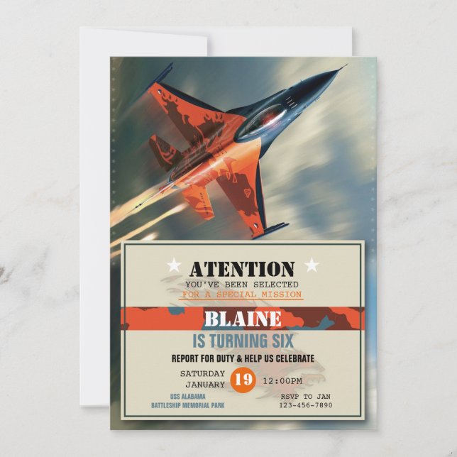 Invitación de cumpleaños de la Fuerza Aérea (Anverso)