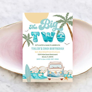 Invitación de cumpleaños de la furgoneta de surf d