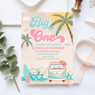 Invitación de cumpleaños de la furgoneta de surf d