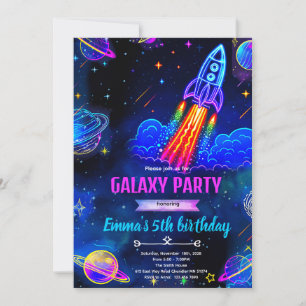 Invitación de cumpleaños de la galaxia de neón esp