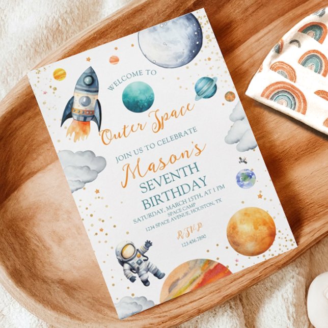Invitación de cumpleaños de la galaxia Watercolor  (Subido por el creador)