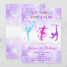 Invitación de cumpleaños de la gimnasia púrpura ac