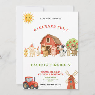 INVITACIÓN DE CUMPLEAÑOS DE LA GRANJA ROJA Y VERDE