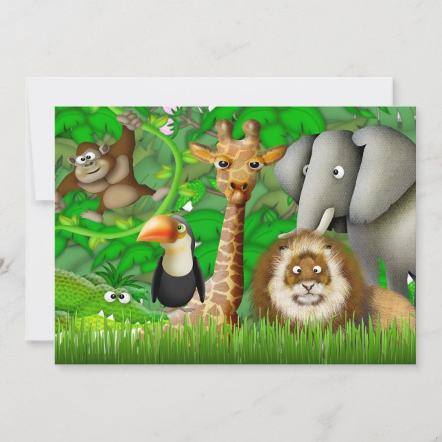 Invitación de cumpleaños de la jungla (Anverso)