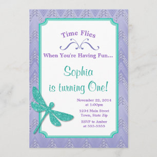 Invitación de cumpleaños de la libélula Chica Purp