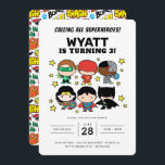 Invitación de cumpleaños de la Liga de Justicia de<br><div class="desc">Invite a toda su familia y amigos al cumpleaños de su hijo con estas invitaciones de la Liga de la Justicia de Chibi. Personalice agregando todos los detalles de su fiesta!</div>