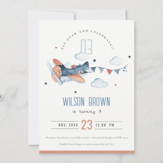 Invitación de cumpleaños de la marina cute sobre e (Anverso)