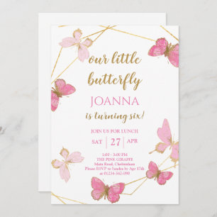 Invitación de cumpleaños de la mariposa pequeña