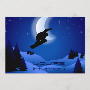 Invitación de cumpleaños de la montaña Noche Snowb