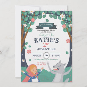 Invitación de cumpleaños de la niña con el lobo