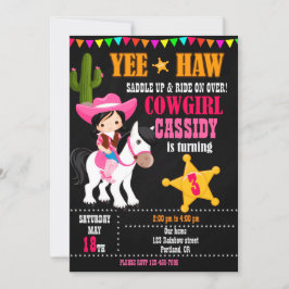 Invitación de cumpleaños de la niña de vaca Wild W
