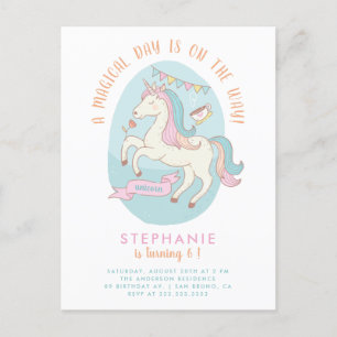 Invitación de cumpleaños de la niña del unicornio 