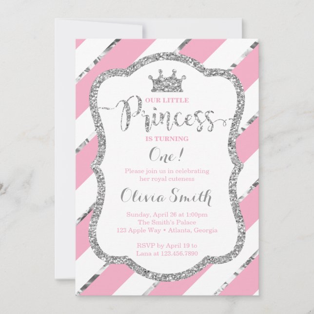 Invitación de cumpleaños de la pequeña princesa ro (Anverso)