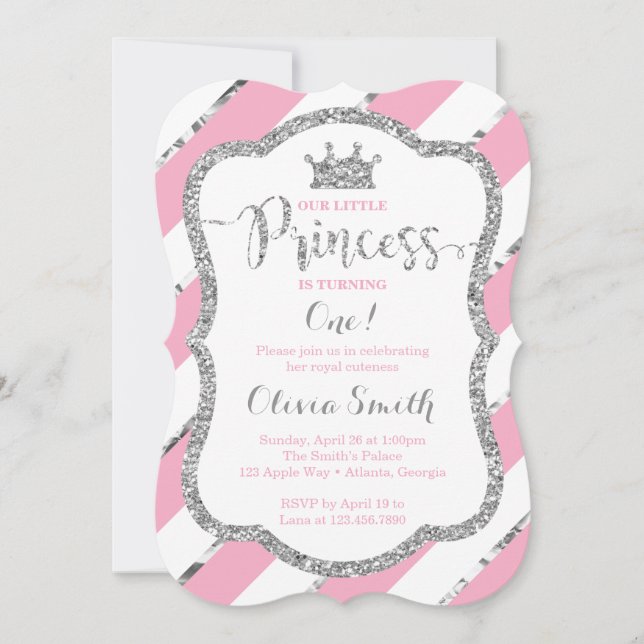 Invitación de cumpleaños de la pequeña princesa ro (Anverso)