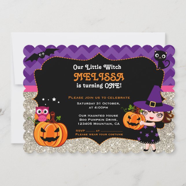 Invitación de cumpleaños de la pequeña y pequeña b (Anverso)